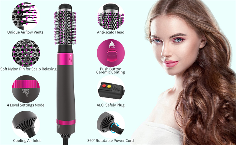 Professional 5 In 1 Hair Dryer Brush Dryer And Straightening Brush Electric Hair Styling Tool Automatic Hair Curler Beauty Supplies Gadgets