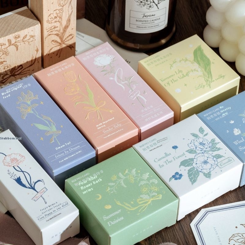 Fresh And Retro Flower Wooden Stamp Artistic Flower Notebook Diy Decorative Material Wooden Seal