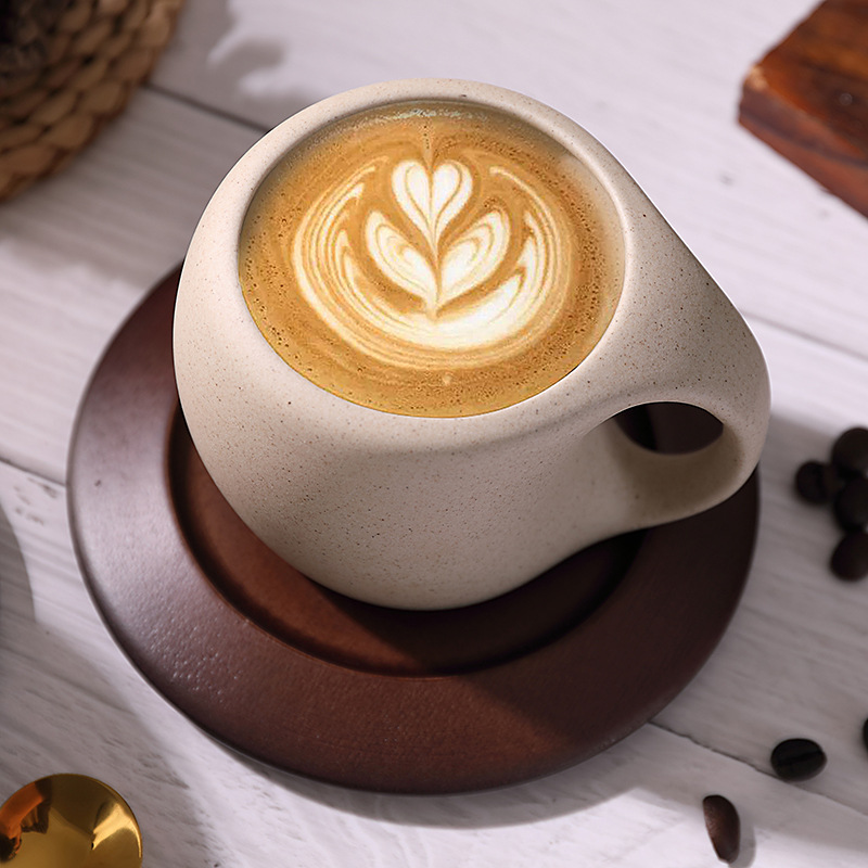 Stoneware Solid Wood Coaster Latte American Coffee Ceramic