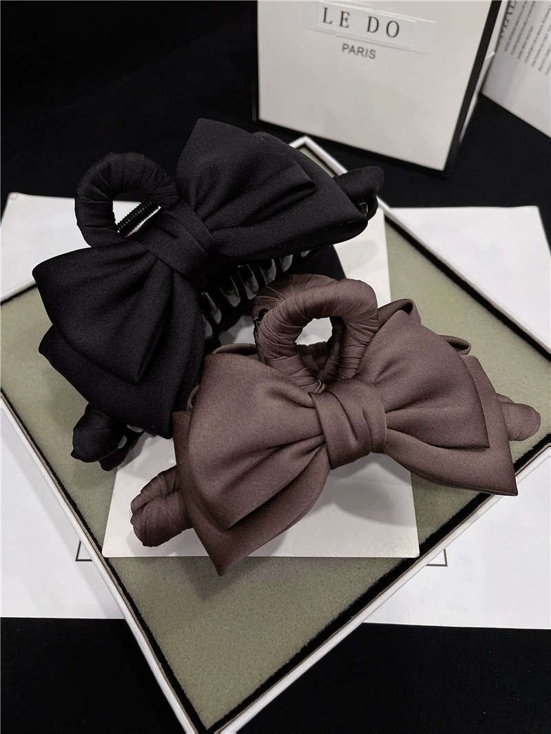 Bow Claw Clip Graceful Satin Headdress Shark Clip Updo Hair Claw